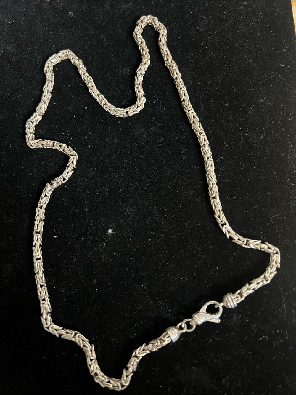 Sterling Silver Byzantine Chain Necklace - ITALY LRM Silver. HEAVY